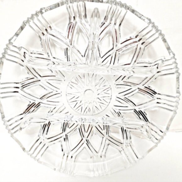Antique American Brilliant Cut Glass 4 Section Divided Mid Cntry Modern Platter - Picture 8 of 10